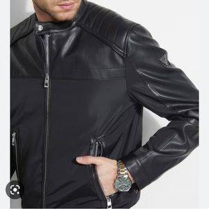 Mens Guess Moto Style Jacket Size Large